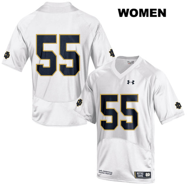 Women's NCAA Notre Dame Fighting Irish #55 Jarrett Patterson Stitched College Under Armour Authentic White No Name Football Jersey QQ10R15BJ